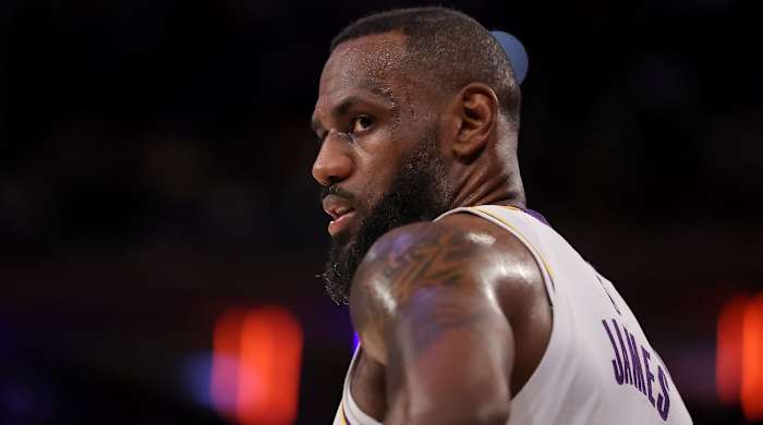 Los Angeles Lakers forward LeBron James (23) during the fourth quarter against the New York Knicks at Madison Square Garden in New York City on Feb. 3, 2024.